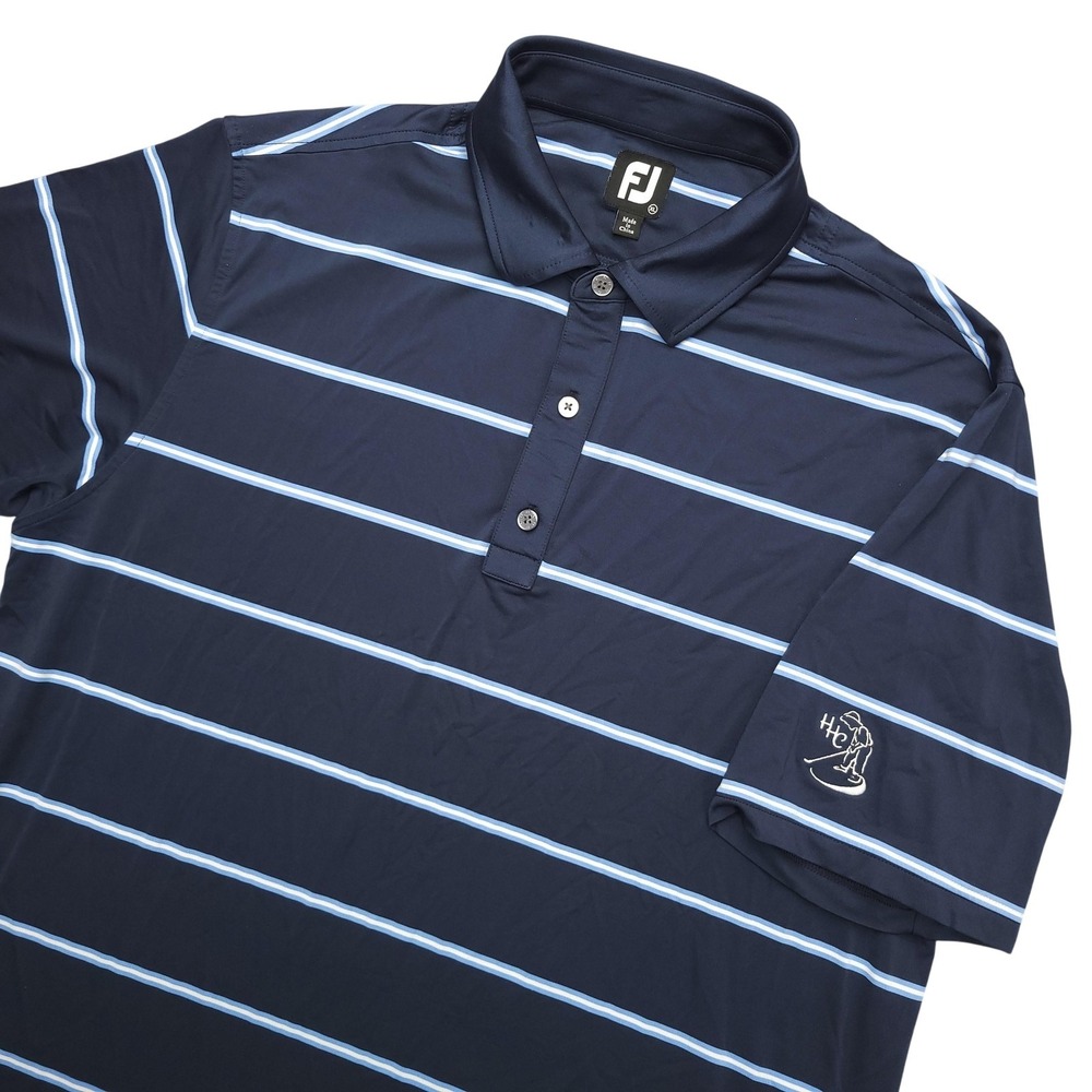 FootJoy Polo Shirt Mens‎ XL Blue Stripe HHC Golf Performance Stretch Top